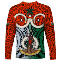 Vanuatu Penama Province Long Sleeve Shirt Pig Tusk Mix Maori Pattern and Namele Leaf LT03 - Polynesian Pride