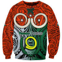 Vanuatu Penama Province Sweatshirt Pig Tusk Mix Maori Pattern and Namele Leaf LT03 Unisex Orange - Polynesian Pride
