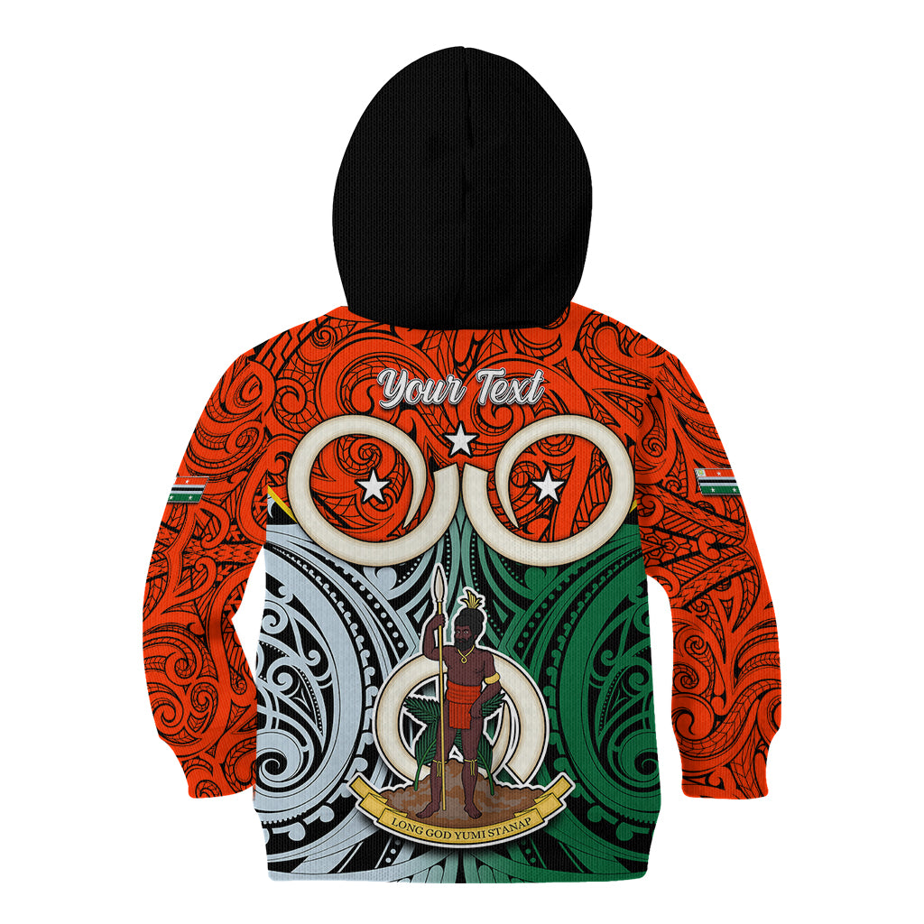 Personalised Vanuatu Penama Province Kid Hoodie Pig Tusk Mix Maori Pattern and Namele Leaf LT03 - Polynesian Pride