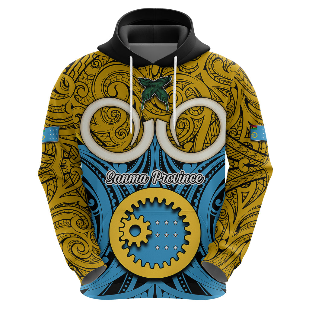 Vanuatu Sanma Province Hoodie Pig Tusk Mix Maori Pattern and Namele Leaf LT03 - Polynesian Pride