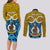 Personalised Vanuatu Sanma Province Couples Matching Long Sleeve Bodycon Dress and Long Sleeve Button Shirts Pig Tusk Mix Maori Pattern and Namele Leaf LT03 - Polynesian Pride