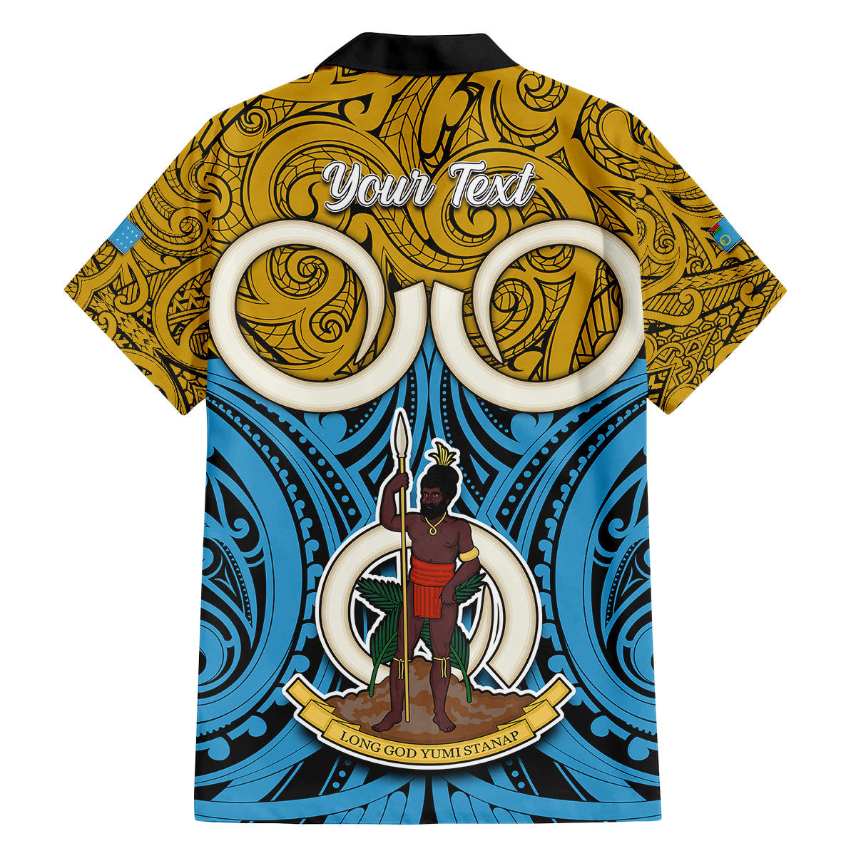 Personalised Vanuatu Sanma Province Family Matching Off Shoulder Short Dress and Hawaiian Shirt Pig Tusk Mix Maori Pattern and Namele Leaf LT03 - Polynesian Pride