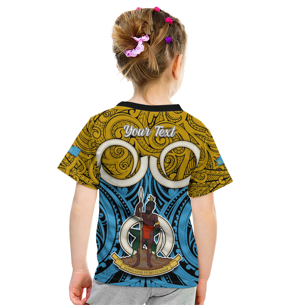 Personalised Vanuatu Sanma Province Kid T Shirt Pig Tusk Mix Maori Pattern and Namele Leaf LT03 - Polynesian Pride