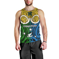 Vanuatu Malampa Province Men Tank Top Pig Tusk Mix Maori Pattern and Namele Leaf LT03 - Polynesian Pride