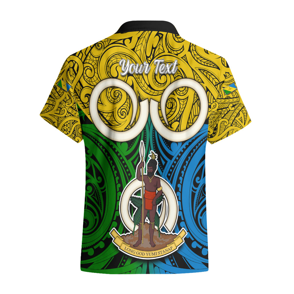 Personalised Vanuatu Malampa Province Hawaiian Shirt Pig Tusk Mix Maori Pattern and Namele Leaf LT03 - Polynesian Pride