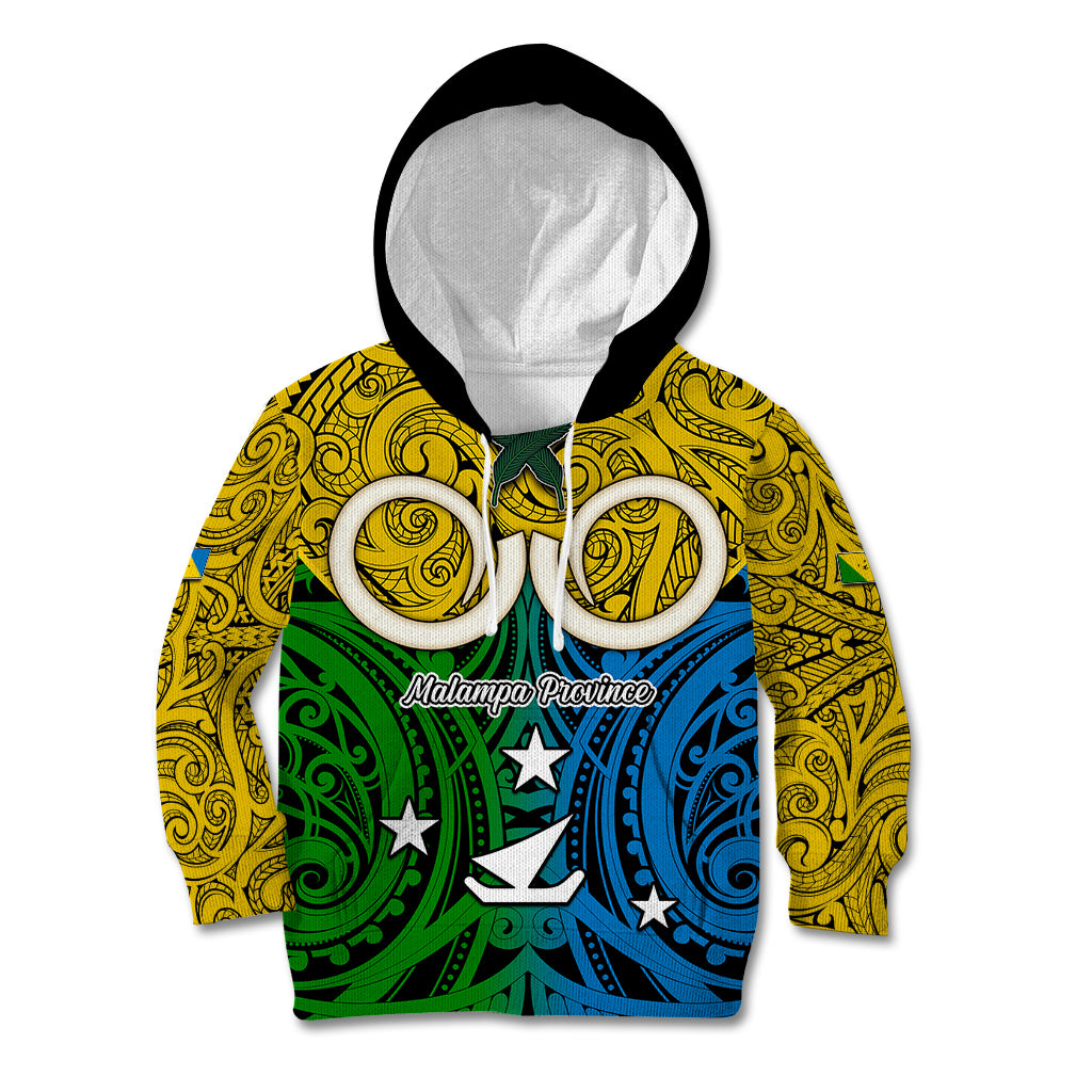 Personalised Vanuatu Malampa Province Kid Hoodie Pig Tusk Mix Maori Pattern and Namele Leaf LT03 Hoodie Yellow - Polynesian Pride
