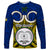 Vanuatu Torba Province Long Sleeve Shirt Pig Tusk Mix Maori Pattern and Namele Leaf LT03 Unisex Blue - Polynesian Pride