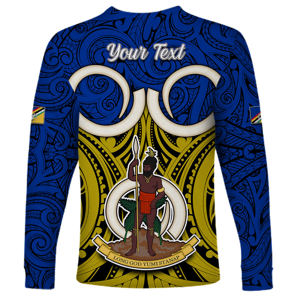 Personalised Vanuatu Torba Province Long Sleeve Shirt Pig Tusk Mix Maori Pattern and Namele Leaf LT03 - Polynesian Pride