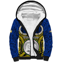 Personalised Vanuatu Torba Province Sherpa Hoodie Pig Tusk Mix Maori Pattern and Namele Leaf LT03 Unisex Blue - Polynesian Pride