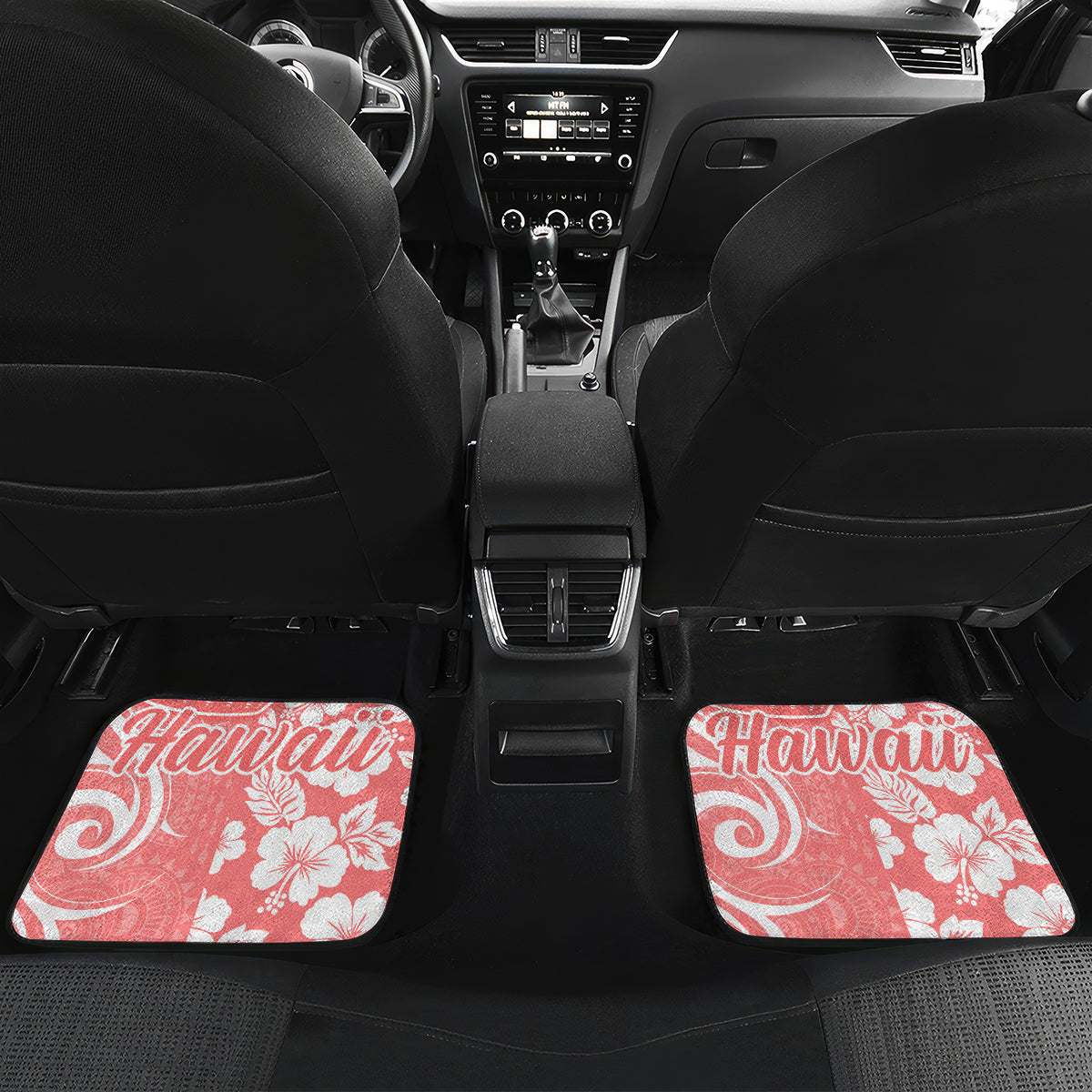 Hawaii Kauai Island Car Mats Hibiscus Pattern Seamless Tribal Simple Pink Pastel LT03 - Polynesian Pride