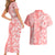 Hawaii Kauai Island Couples Matching Short Sleeve Bodycon Dress and Hawaiian Shirt Hibiscus Pattern Seamless Tribal Simple Pink Pastel LT03 - Polynesian Pride