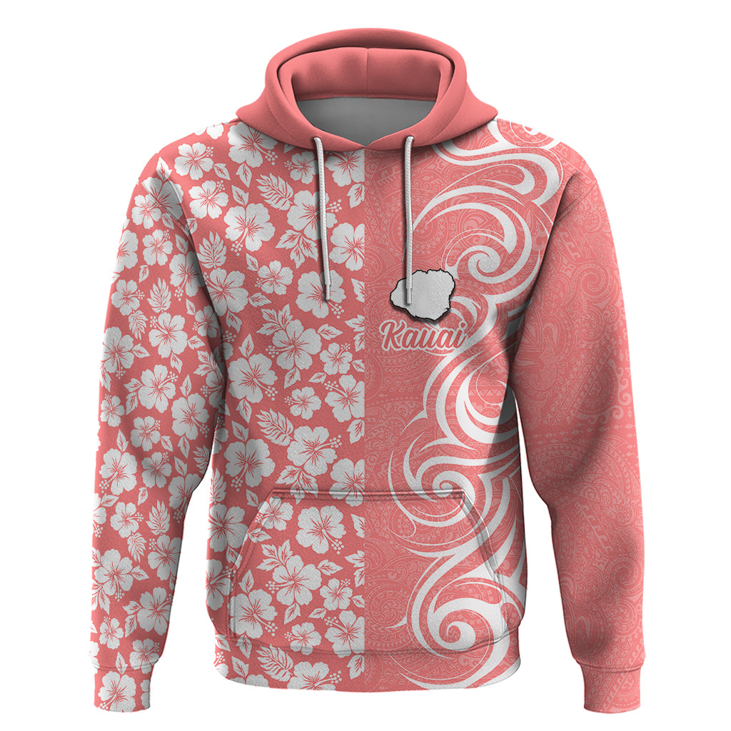 Hawaii Kauai Island Hoodie Hibiscus Pattern Seamless Tribal Simple Pink Pastel LT03 Pullover Hoodie Pink - Polynesian Pride