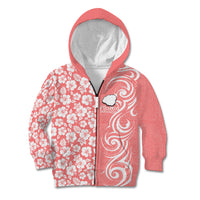 Hawaii Kauai Island Kid Hoodie Hibiscus Pattern Seamless Tribal Simple Pink Pastel LT03 - Polynesian Pride