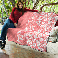 Hawaii Kauai Island Quilt Hibiscus Pattern Seamless Tribal Simple Pink Pastel LT03 - Polynesian Pride