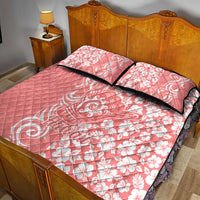 Hawaii Kauai Island Quilt Bed Set Hibiscus Pattern Seamless Tribal Simple Pink Pastel LT03 - Polynesian Pride