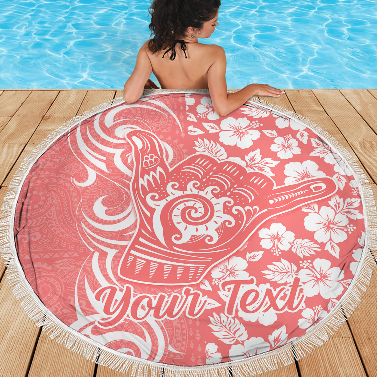 Custom Hawaii Kauai Island Beach Blanket Hibiscus Pattern Seamless Tribal Simple Pink Pastel LT03 - Wonder Print Shop