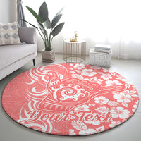 Custom Hawaii Kauai Island Round Carpet Hibiscus Pattern Seamless Tribal Simple Pink Pastel LT03 - Polynesian Pride