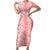 Custom Hawaii Kauai Island Short Sleeve Bodycon Dress Hibiscus Pattern Seamless Tribal Simple Pink Pastel LT03 Long Dress Pink - Polynesian Pride