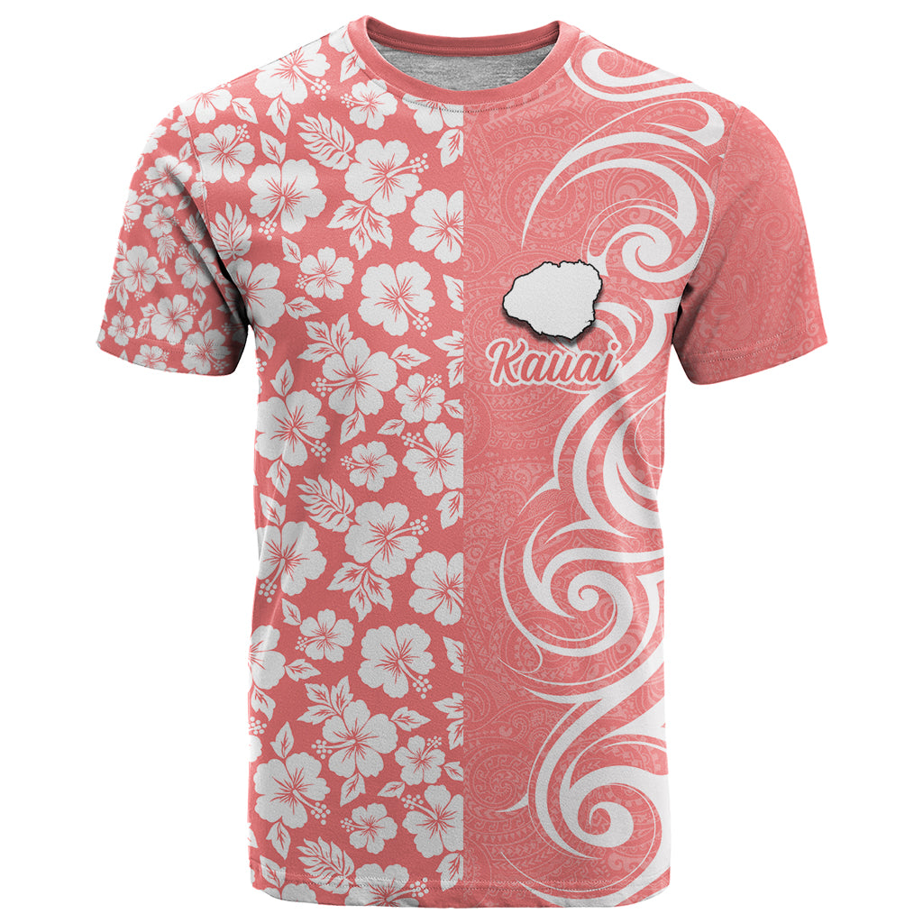 Custom Hawaii Kauai Island T Shirt Hibiscus Pattern Seamless Tribal Simple Pink Pastel LT03 Pink - Polynesian Pride