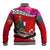 Wallis and Futuna Christmas Baseball Jacket Santa Claus Holding Coat of Arms Polynesian Xmas Style LT03 - Polynesian Pride