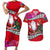 Wallis and Futuna Christmas Couples Matching Short Sleeve Bodycon Dress and Hawaiian Shirt Santa Claus Holding Coat of Arms Polynesian Xmas Style LT03 Red - Polynesian Pride