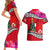 Wallis and Futuna Christmas Couples Matching Short Sleeve Bodycon Dress and Hawaiian Shirt Santa Claus Holding Coat of Arms Polynesian Xmas Style LT03 - Polynesian Pride