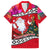 Wallis and Futuna Christmas Hawaiian Shirt Santa Claus Holding Coat of Arms Polynesian Xmas Style LT03 Red - Polynesian Pride