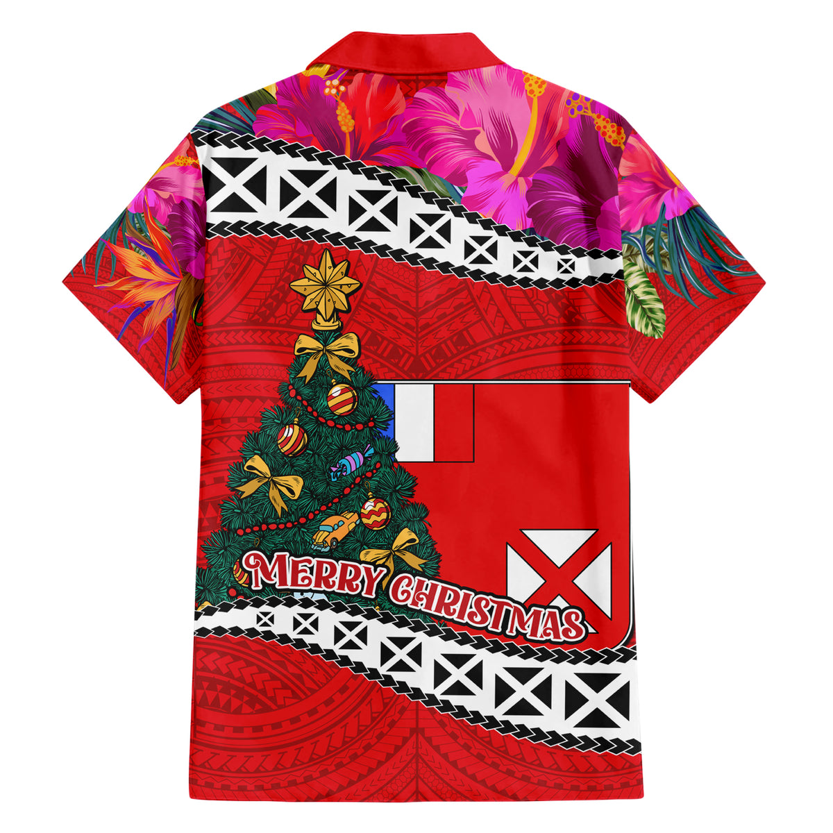 Wallis and Futuna Christmas Hawaiian Shirt Santa Claus Holding Coat of Arms Polynesian Xmas Style LT03 - Polynesian Pride