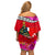 Wallis and Futuna Christmas Off Shoulder Short Dress Santa Claus Holding Coat of Arms Polynesian Xmas Style LT03 - Polynesian Pride