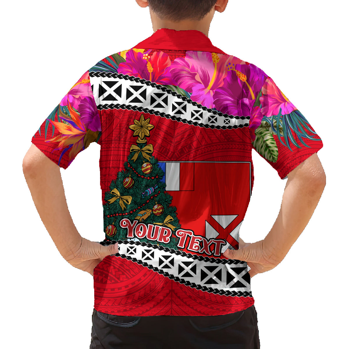 Custom Wallis and Futuna Christmas Family Matching Tank Maxi Dress and Hawaiian Shirt Santa Claus Holding Coat of Arms Polynesian Xmas Style LT03 - Polynesian Pride