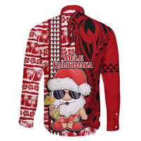 Mele Kalikimaka Hawaii Christmas Family Matching Long Sleeve Bodycon Dress and Hawaiian Shirt Santa Claus Kakau Tribal Mix Polynesia Tattoo LT03 - Polynesian Pride