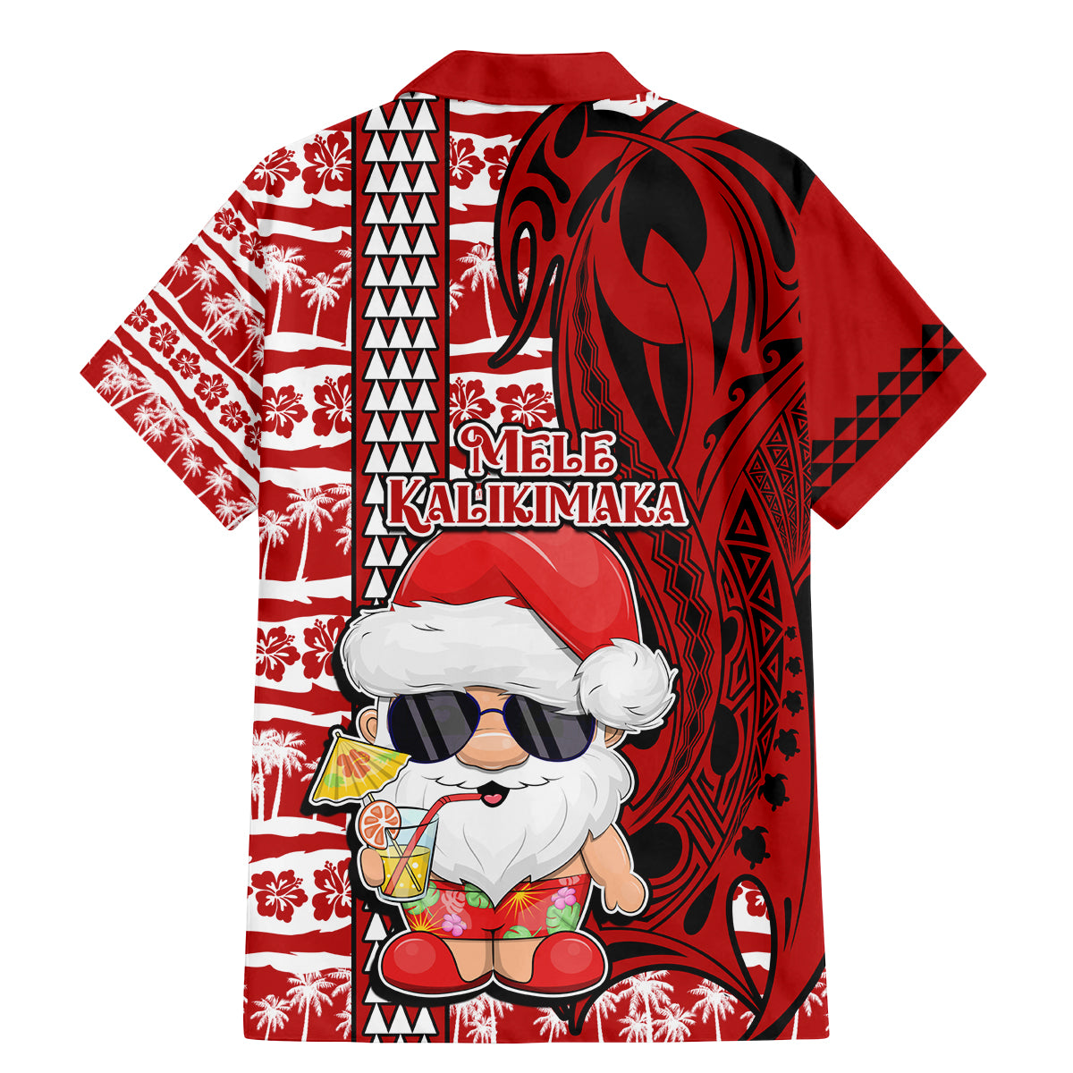 Mele Kalikimaka Hawaii Christmas Family Matching Mermaid Dress and Hawaiian Shirt Santa Claus Kakau Tribal Mix Polynesia Tattoo LT03 - Polynesian Pride