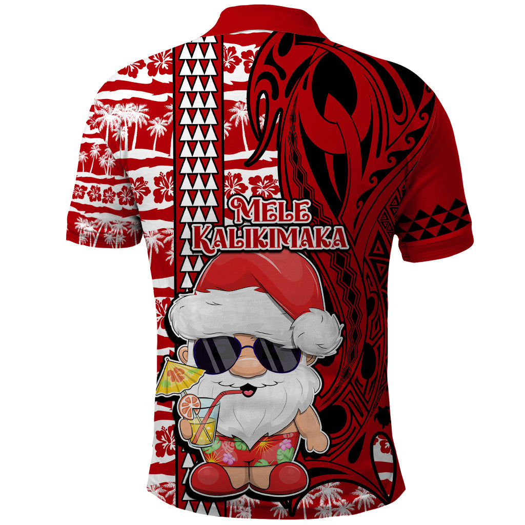Mele Kalikimaka Hawaii Christmas Polo Shirt Santa Claus Kakau Tribal Mix Polynesia Tattoo LT03 - Polynesian Pride