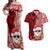 Custom Mele Kalikimaka Hawaii Christmas Couples Matching Off Shoulder Maxi Dress and Hawaiian Shirt Santa Claus Kakau Tribal Mix Polynesia Tattoo LT03 Red - Polynesian Pride