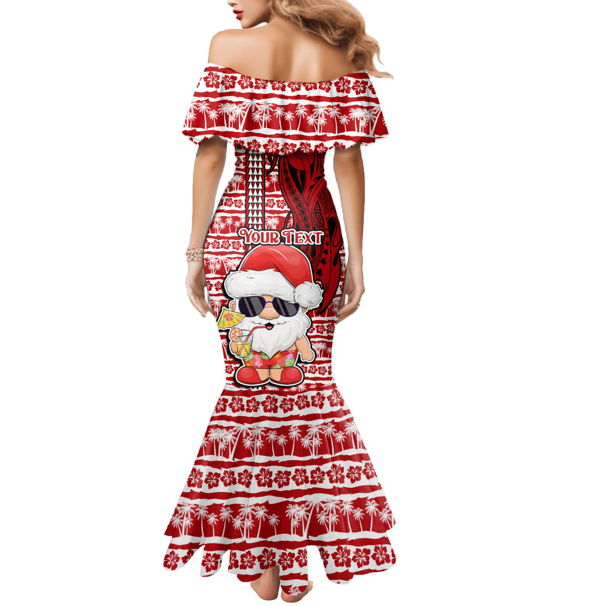 Custom Mele Kalikimaka Hawaii Christmas Family Matching Mermaid Dress and Hawaiian Shirt Santa Claus Kakau Tribal Mix Polynesia Tattoo LT03 - Polynesian Pride