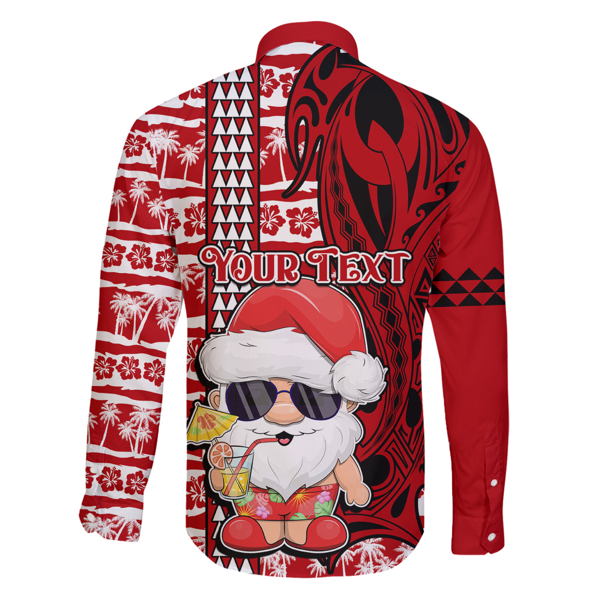 Custom Mele Kalikimaka Hawaii Christmas Family Matching Summer Maxi Dress and Hawaiian Shirt Santa Claus Kakau Tribal Mix Polynesia Tattoo LT03 - Polynesian Pride