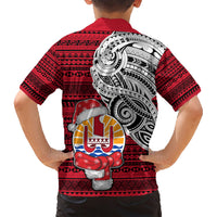 French Polynesia Christmas Family Matching Short Sleeve Bodycon Dress and Hawaiian Shirt Santa Hold Seal with Polynesian Tribal Tattoo LT03 - Polynesian Pride