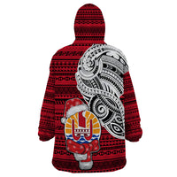 French Polynesia Christmas Wearable Blanket Hoodie Santa Hold Seal with Polynesian Tribal Tattoo LT03 - Polynesian Pride
