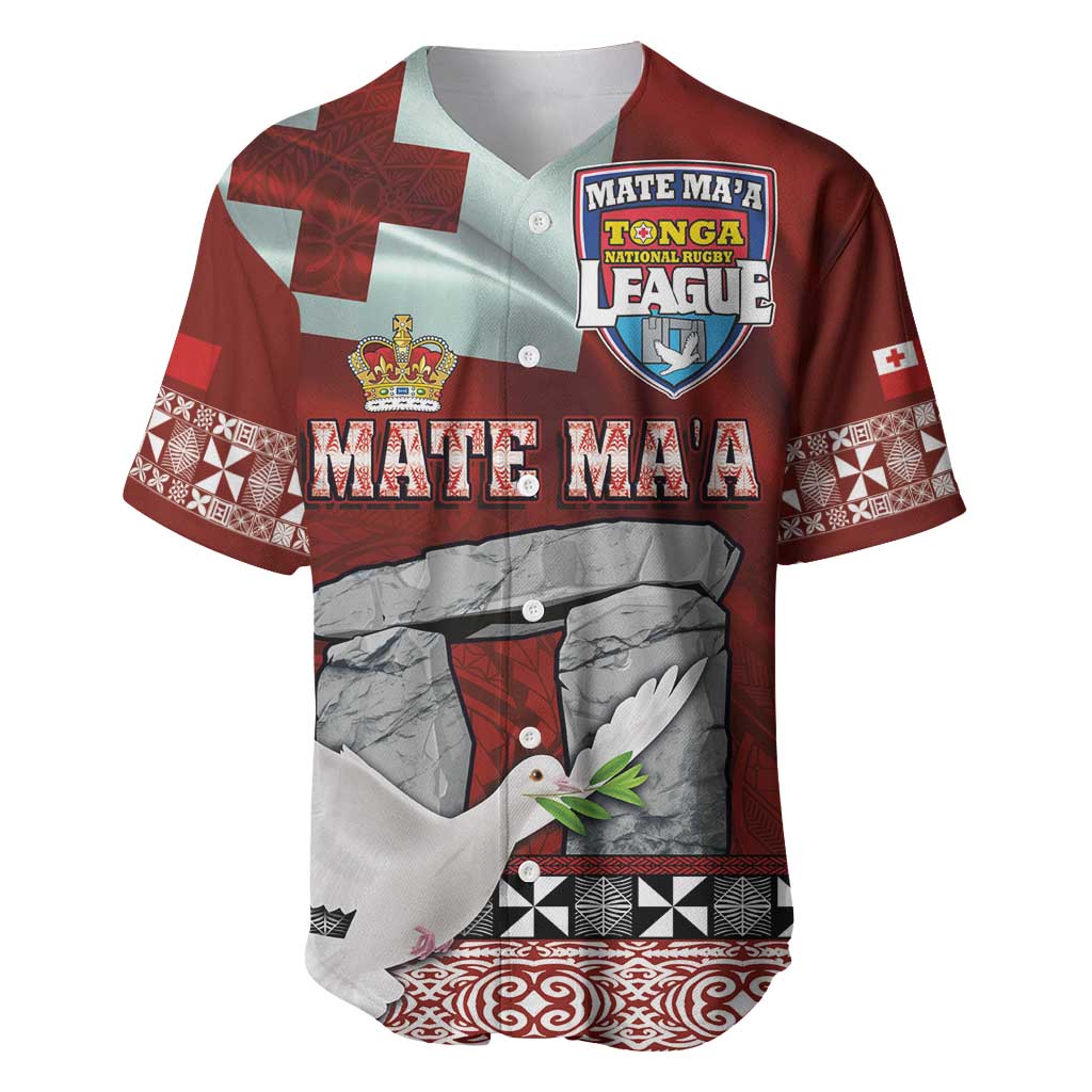 Mate Ma'a Tonga Baseball Jersey Haʻamonga ʻa Maui and White Dove - Tongan Kupesi Ngatu