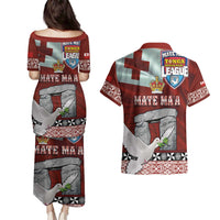 Mate Ma'a Tonga Couples Matching Puletasi and Hawaiian Shirt Haamonga a Maui and White Dove - Tongan Kupesi Ngatu LT03 - Polynesian Pride