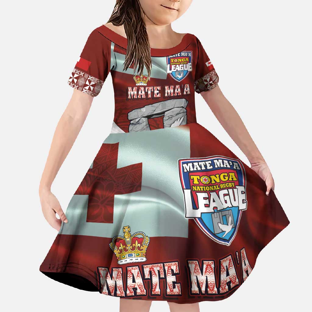 Mate Ma'a Tonga Family Matching Mermaid Dress and Hawaiian Shirt Haamonga a Maui and White Dove - Tongan Kupesi Ngatu LT03 Daughter's Dress Red - Polynesian Pride