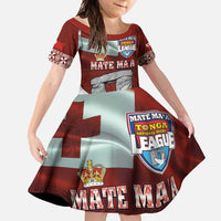 Mate Ma'a Tonga Family Matching Mermaid Dress and Hawaiian Shirt Haamonga a Maui and White Dove - Tongan Kupesi Ngatu LT03 Daughter's Dress Red - Polynesian Pride