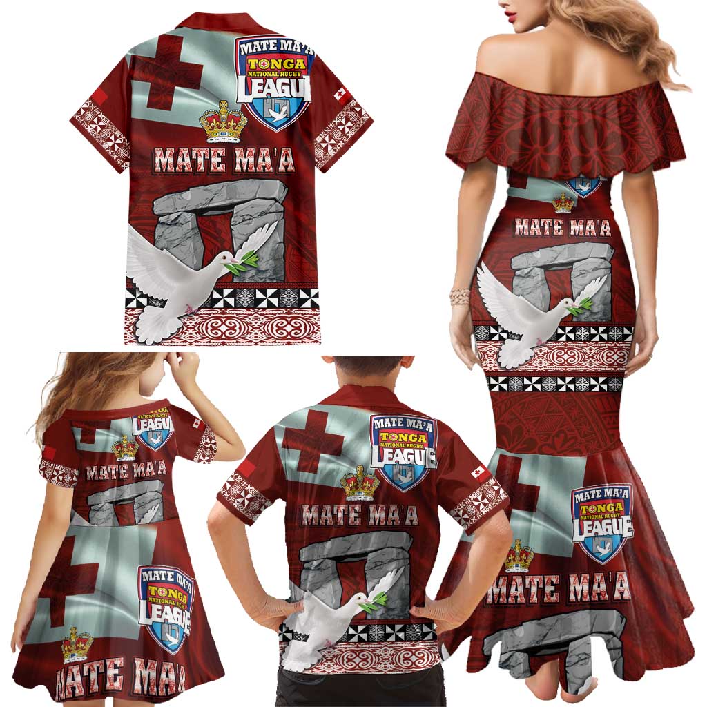 Mate Ma'a Tonga Family Matching Mermaid Dress and Hawaiian Shirt Haamonga a Maui and White Dove - Tongan Kupesi Ngatu LT03 - Polynesian Pride