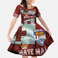 Mate Ma'a Tonga Family Matching Puletasi and Hawaiian Shirt Haamonga a Maui and White Dove - Tongan Kupesi Ngatu LT03 Daughter's Dress Red - Polynesian Pride