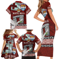 Mate Ma'a Tonga Family Matching Short Sleeve Bodycon Dress and Hawaiian Shirt Haamonga a Maui and White Dove - Tongan Kupesi Ngatu LT03 - Polynesian Pride