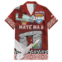 Mate Ma'a Tonga Family Matching Short Sleeve Bodycon Dress and Hawaiian Shirt Haamonga a Maui and White Dove - Tongan Kupesi Ngatu LT03 Dad's Shirt - Short Sleeve Red - Polynesian Pride