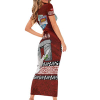 Mate Ma'a Tonga Family Matching Short Sleeve Bodycon Dress and Hawaiian Shirt Haamonga a Maui and White Dove - Tongan Kupesi Ngatu LT03 - Polynesian Pride