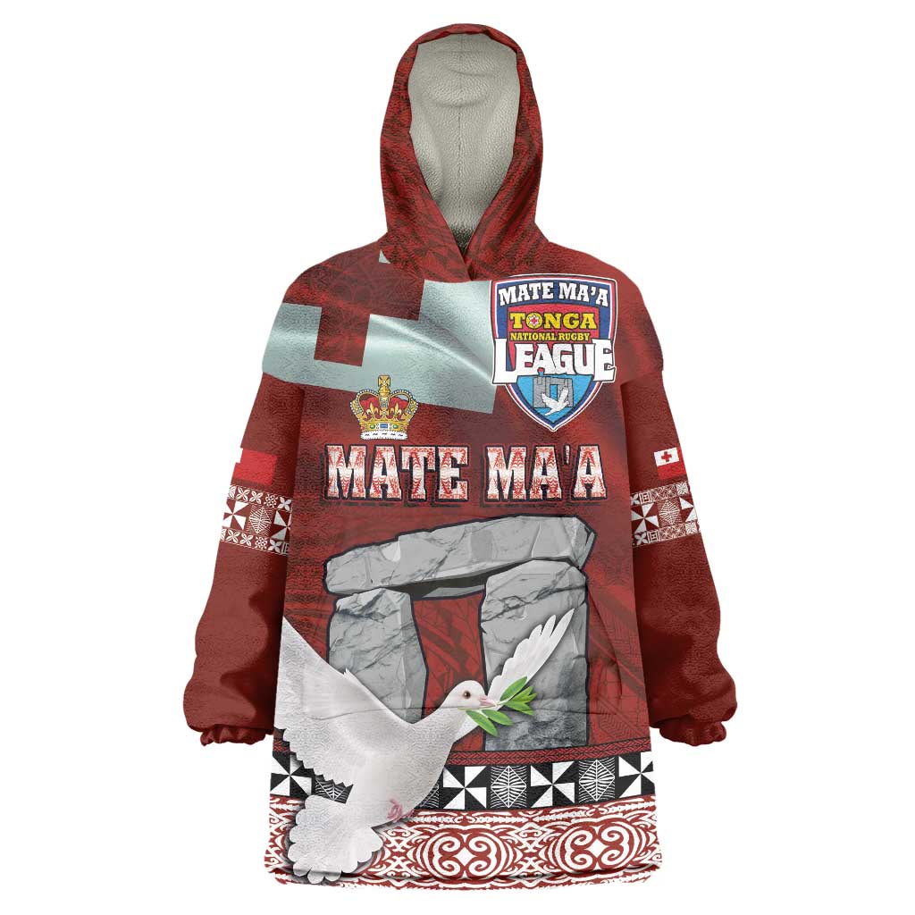 Mate Ma'a Tonga Wearable Blanket Hoodie Haʻamonga ʻa Maui and White Dove - Tongan Kupesi Ngatu