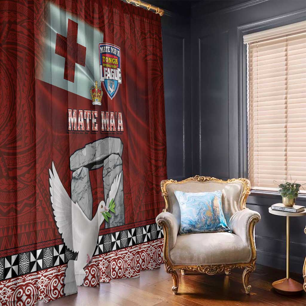 Mate Ma'a Tonga Window Curtain Haʻamonga ʻa Maui and White Dove - Tongan Kupesi Ngatu