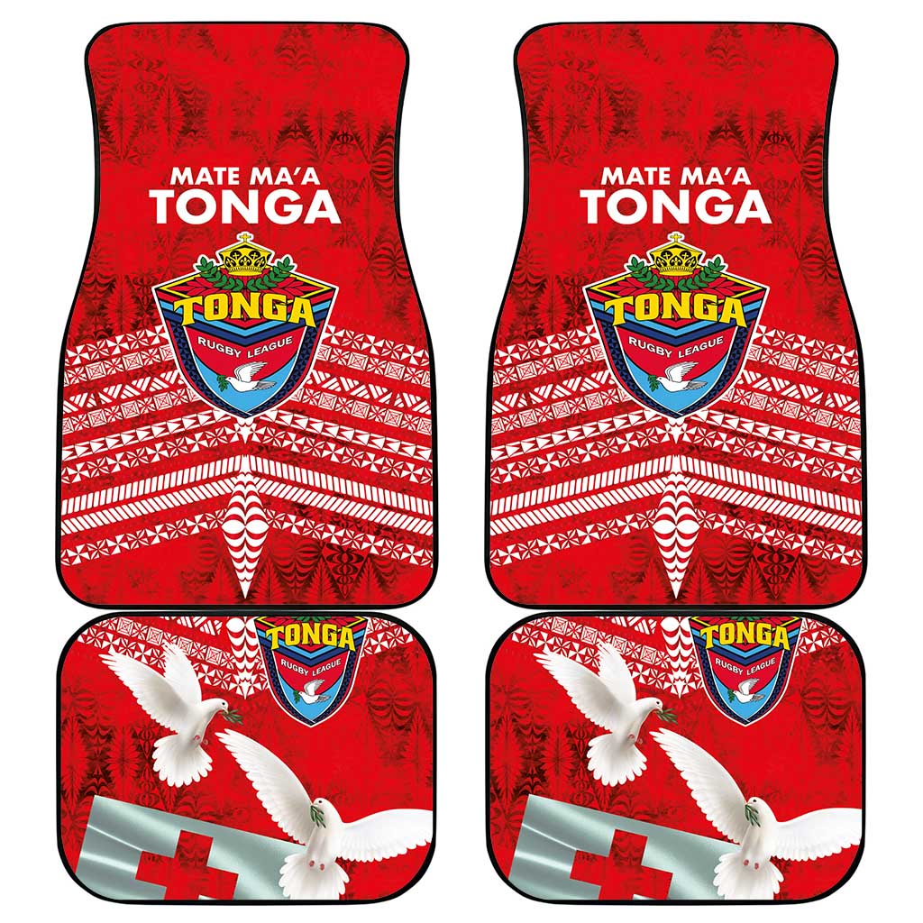 Mate Ma'a Tonga Car Mats Douple White Dove and Kupesi Ngatu Art Tattoo